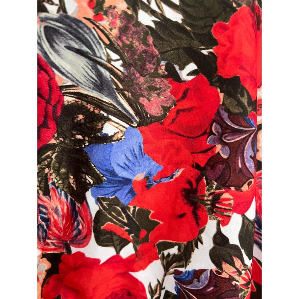 Marni Floral 100% Cotton Blouse Womens Red Blue Button Hem Made in Italy Luxury - Picture 6 of 10